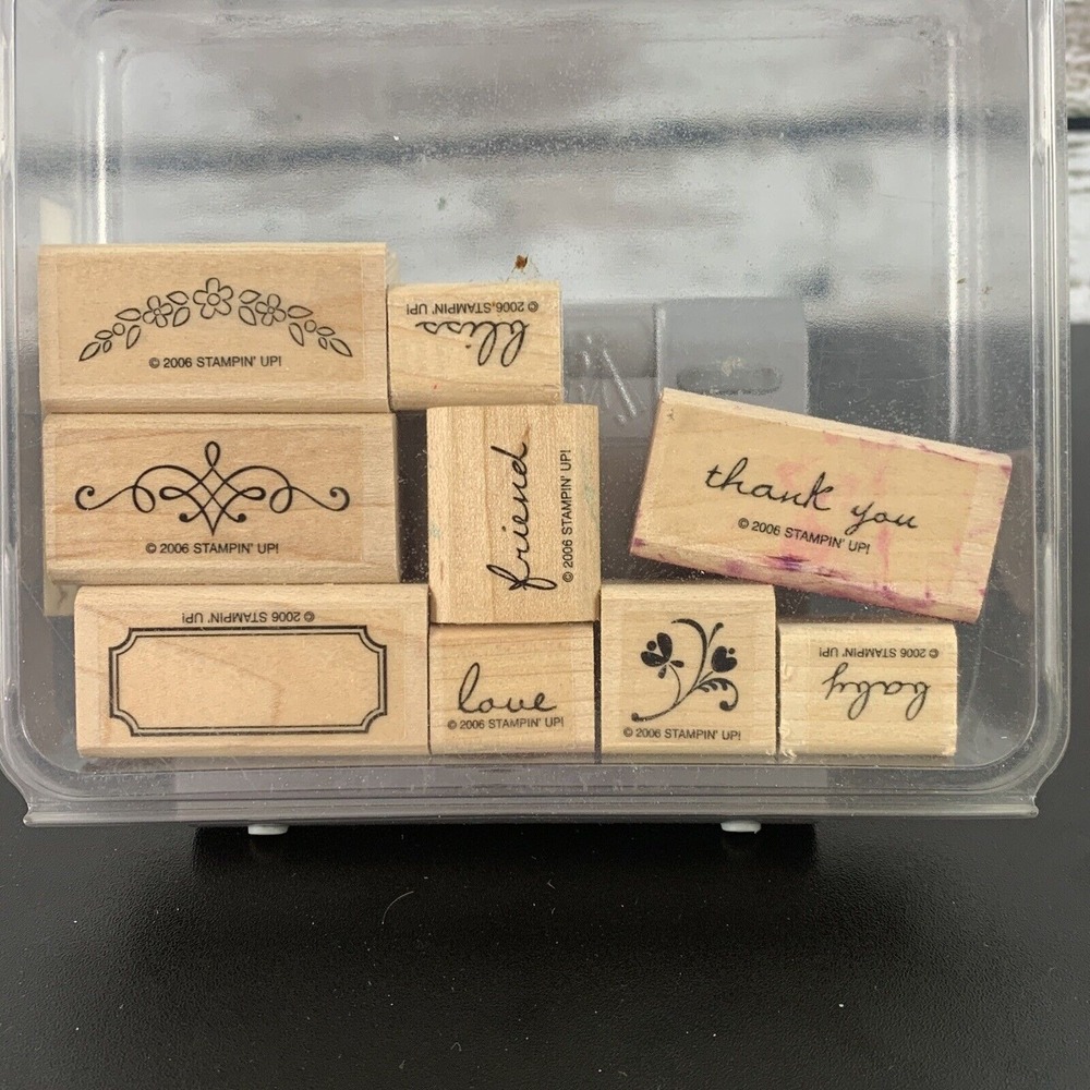 Noteworthy 9 Pc - Stampin' Up Wooden Stamp Set [2006] Crafting Card Scrapbooking